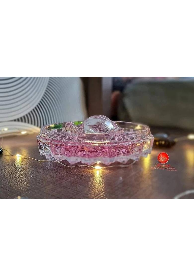DesiDecor Crystal Turtle Tortoise with Plate for Good Luck Vastu Feng Shui Decorative Showpiece - 13 cm&nbsp;&nbsp;(Crystal, White) - Indya