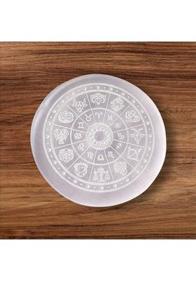 SWARACRYSTAL Zodiac Selenite Plate for All Signs – Crystal Charging & Spiritual Use Decorative Showpiece - 8 cm&nbsp;&nbsp;(Crystal, White)
