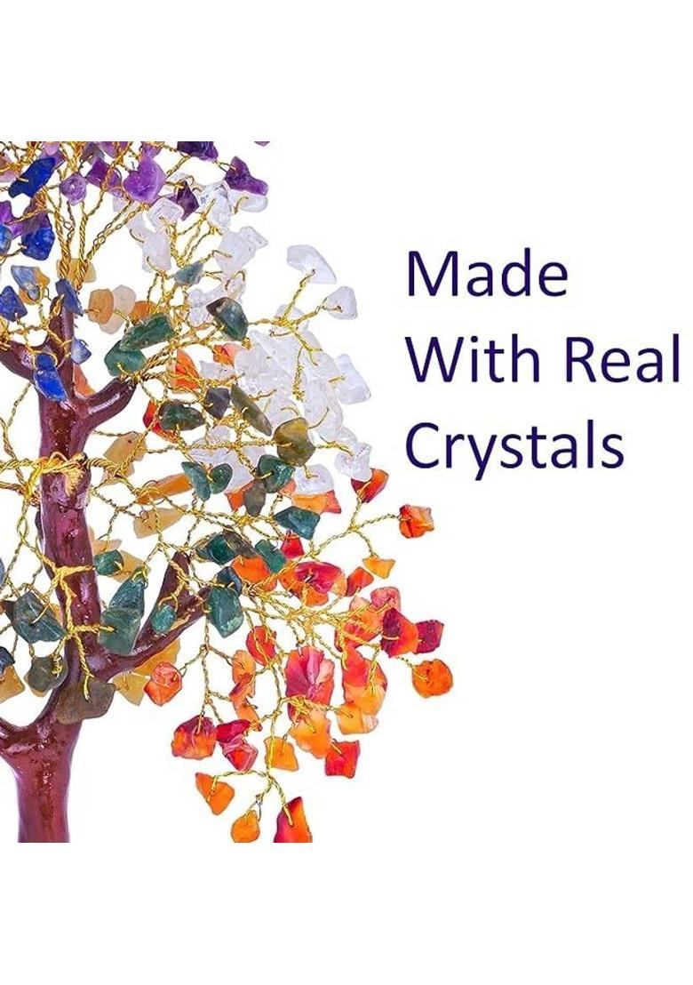 Shubh Sanket Vastu Crystal Tree with Ceramic Stem 8-9 inches Decorative Showpiece - 20 cm&nbsp;&nbsp;(Crystal, Multicolor) - Indya