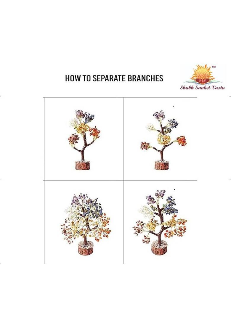 Shubh Sanket Vastu Crystal Tree with Ceramic Stem 8-9 inches Decorative Showpiece - 20 cm&nbsp;&nbsp;(Crystal, Multicolor) - Indya