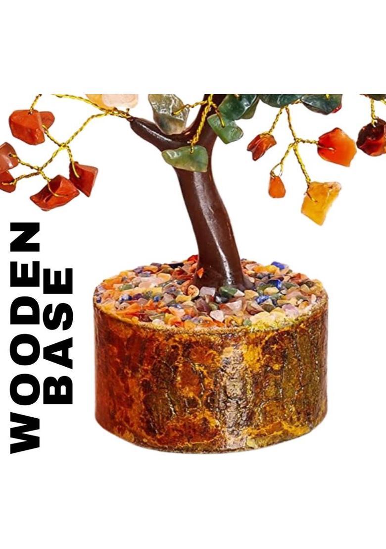 DVISHA Combo of Seven Chakra Tree - Crystal for Positive Energy - Feng Shui Tree Decorative Showpiece - 20 cm&nbsp;&nbsp;(Crystal, Multicolor) - Indya