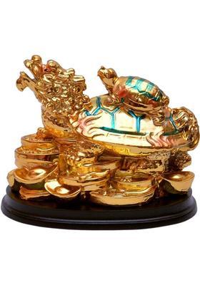 Vastu Art Vastu / Feng Shui / Dragon Tortoise With Child Decorative Showpiece - 7 cm&nbsp;&nbsp;(Polyresin, Gold)