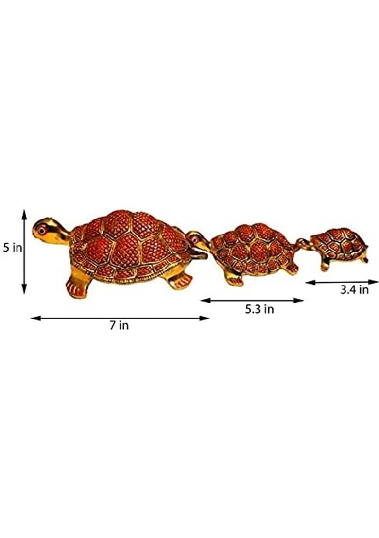 Dev Samagri Metal Handmade Red & Gold Turtle/Tortoise Feng Shui Showpiece (Red and Gold) Decorative Showpiece - 11 cm&nbsp;&nbsp;(Metal, Red) - Indya
