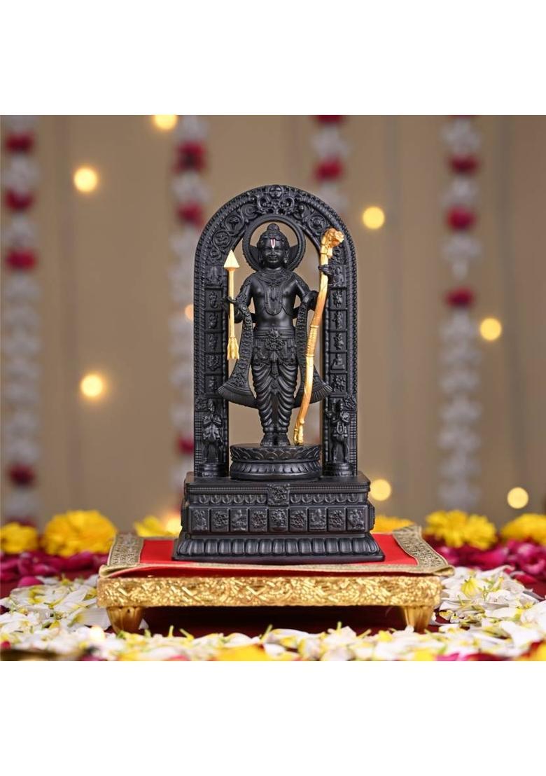 ARTARIUM Ram Lalla Idol Shree Ram Lalla Statue for Home Decor & Mandir Pooja Decoration Decorative Showpiece - 17.78 cm&nbsp;&nbsp;(Resin, Black) - Indya