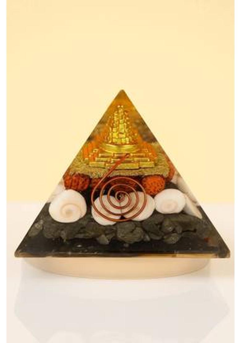 ABABILCRYSTAL PYRITE LAXMI PYRAMID Decorative Showpiece - 7 cm&nbsp;&nbsp;(Crystal, Multicolor) - Indya