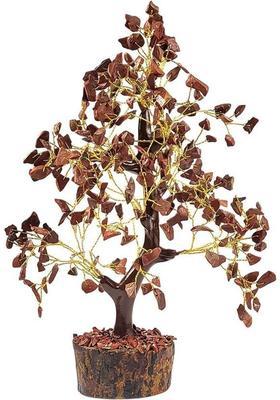 Calminds Red Jasper Crystal Tree / Christmas Tree Home Decorative Showpiece - 25 cm&nbsp;&nbsp;(Crystal, Metal, Stone, Copper, Brown)