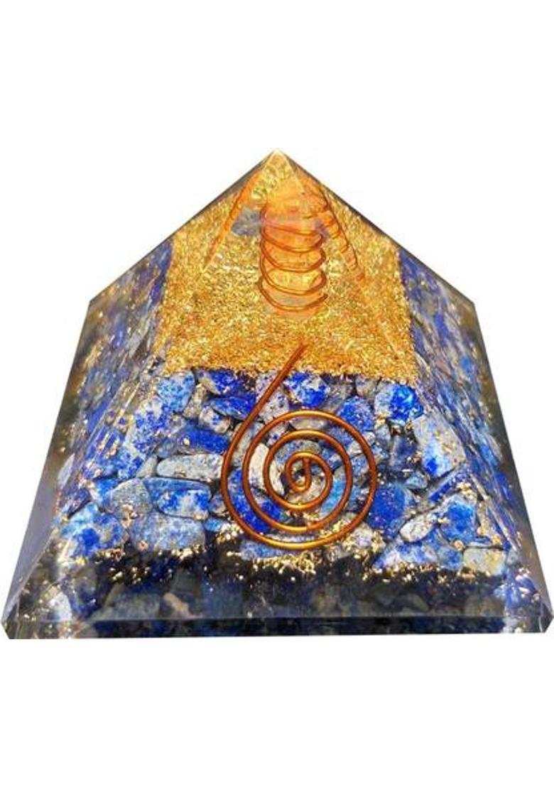 ALDOMIN Lapis Lazuli Healing Crystal Orgonite Pyramid Decorative Showpiece - 7 cm&nbsp;&nbsp;(Crystal, Multicolor) - Indya