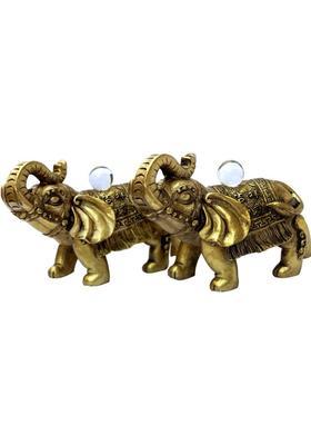 Vashoppee Vastu / Feng Shui /Pair Of Big Wish Completion Elephents With Crystal Balls For Wealth, Happyness & Prosperity Decorative Showpiece - 10 cm&nbsp;&nbsp;(Crystal, Clear)