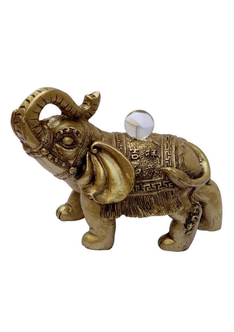 Vashoppee Vastu / Feng Shui /Pair Of Big Wish Completion Elephents With Crystal Balls For Wealth, Happyness & Prosperity Decorative Showpiece - 10 cm&nbsp;&nbsp;(Crystal, Clear) - Indya
