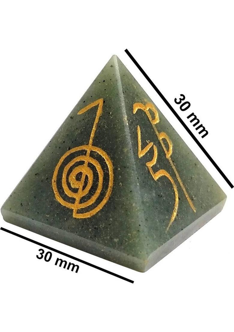 REIKI CRYSTAL PRODUCTS Green Jade Pyramid Natural Crystal Pyramid Reiki Symbol 30 mm Reiki Healing Stone Pyramid For Vastu Correction And Increase Energy Decorative Showpiece - 3 cm&nbsp;&nbsp;(Crystal, Green) - Indya
