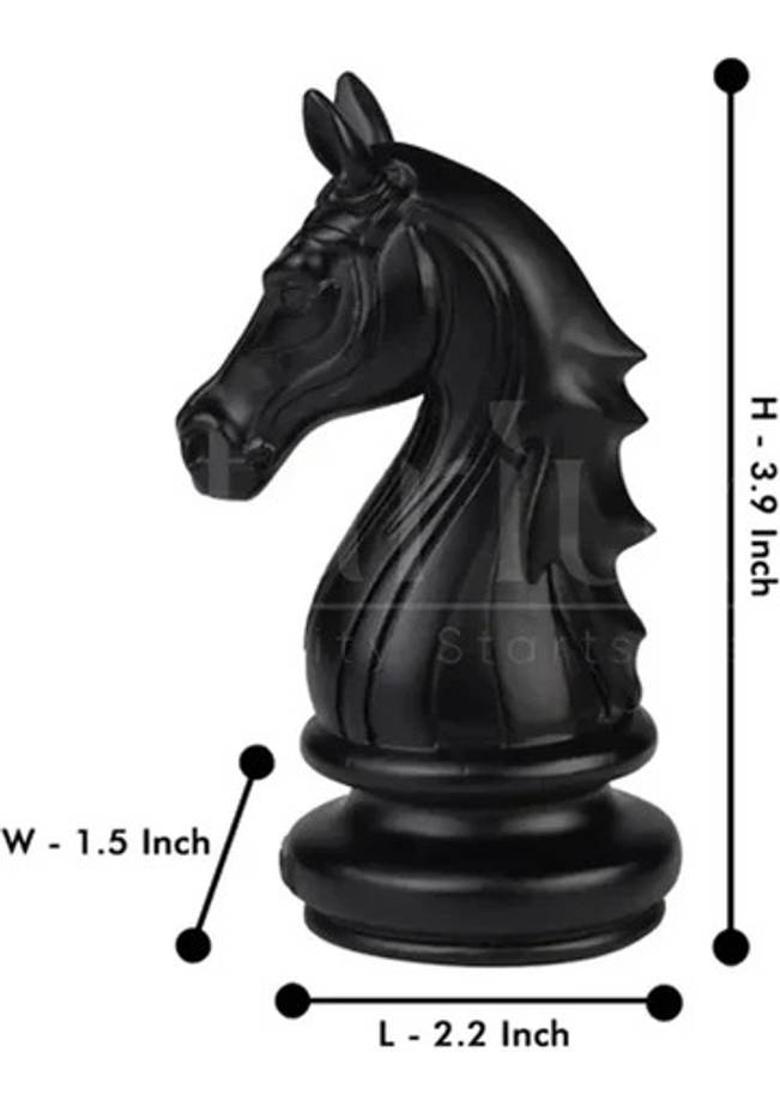 ARTARIUM Knight Horse Chess Piece Statue Sculpture Figurine for Car Dashboard Decorative Showpiece - 9.9 cm&nbsp;&nbsp;(Resin, Black) - Indya