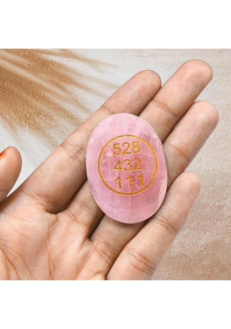TASMIYA Rose Quartz Zibu Coin Attract Love, Peace and Positive Energy Decorative Showpiece - 2 cm&nbsp;&nbsp;(Crystal, Pink) - Indya