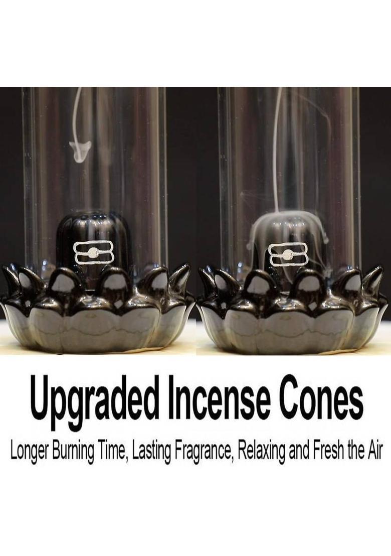 Modinity Smoke Shivling Fountain with Free of 10 Backflow Cones/Dhoop Decorativ Showpiece Decorative Showpiece - 22 cm&nbsp;&nbsp;(Glass, Black) - Indya