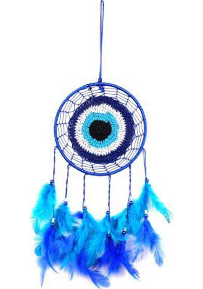 Vastu Art Vastu Fengshui Nazariya Evil Eye Dreamcatcher For Good Dreams, Positive Energy Decorative Showpiece - 50 cm&nbsp;&nbsp;(Fabric, Blue) - Indya
