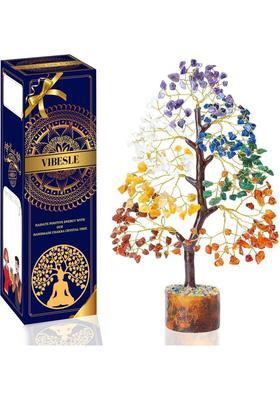 VIBESLE Seven Chakra Gemstone Tree of Life, Crystals and Gemstones Decorative Showpiece - 25 cm&nbsp;&nbsp;(Stone, Multicolor)