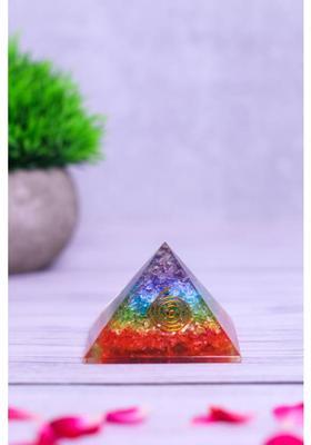 STUDIO VAIDIK Seven Chakra Orgonite Pyramid for Money Good Luck Prosperity Positivity Vastu Decorative Showpiece - 4.5 cm&nbsp;&nbsp;(Crystal, Glass, Multicolor)