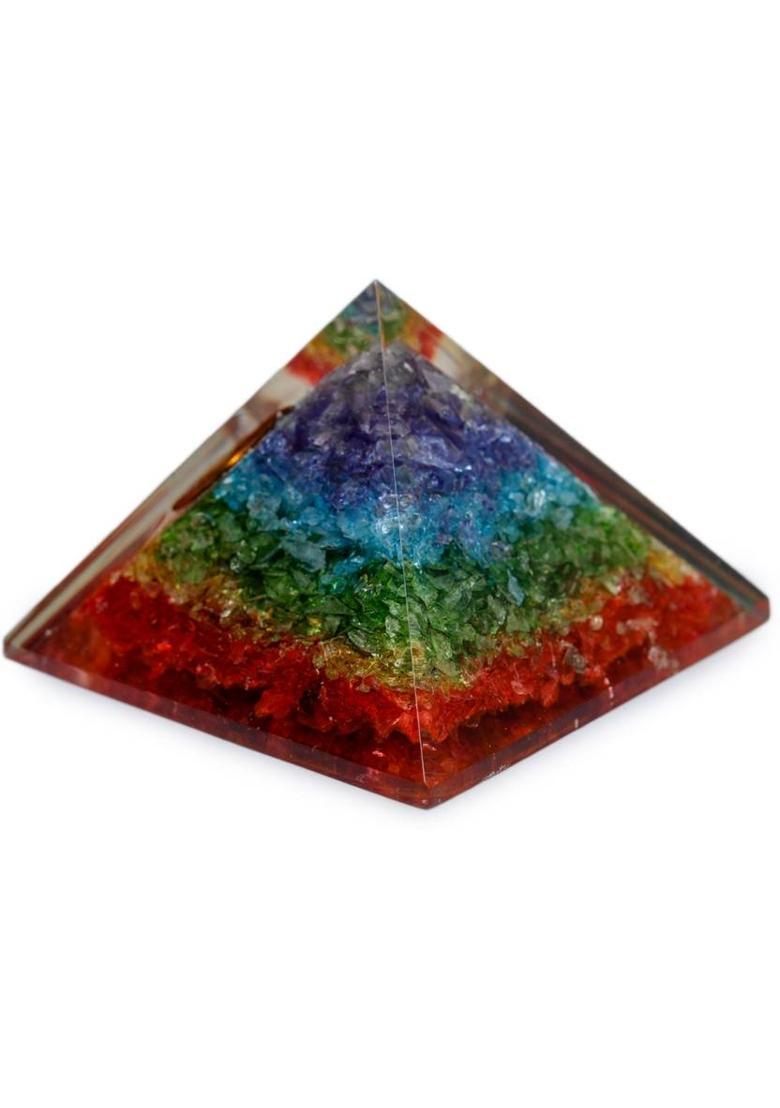 STUDIO VAIDIK Seven Chakra Orgonite Pyramid for Money Good Luck Prosperity Positivity Vastu Decorative Showpiece - 4.5 cm&nbsp;&nbsp;(Crystal, Glass, Multicolor) - Indya
