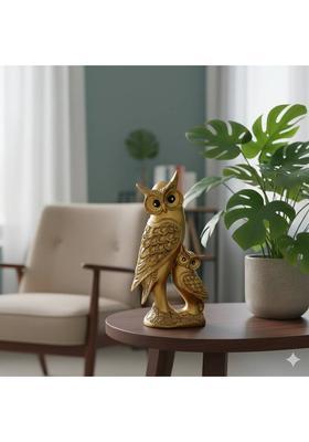 Miss Peach Owl Showpiece for Home & Office Décor Symbol of Wisdom & Positivity Table Decor Decorative Showpiece - 30.4 cm&nbsp;&nbsp;(Polyresin, Gold)