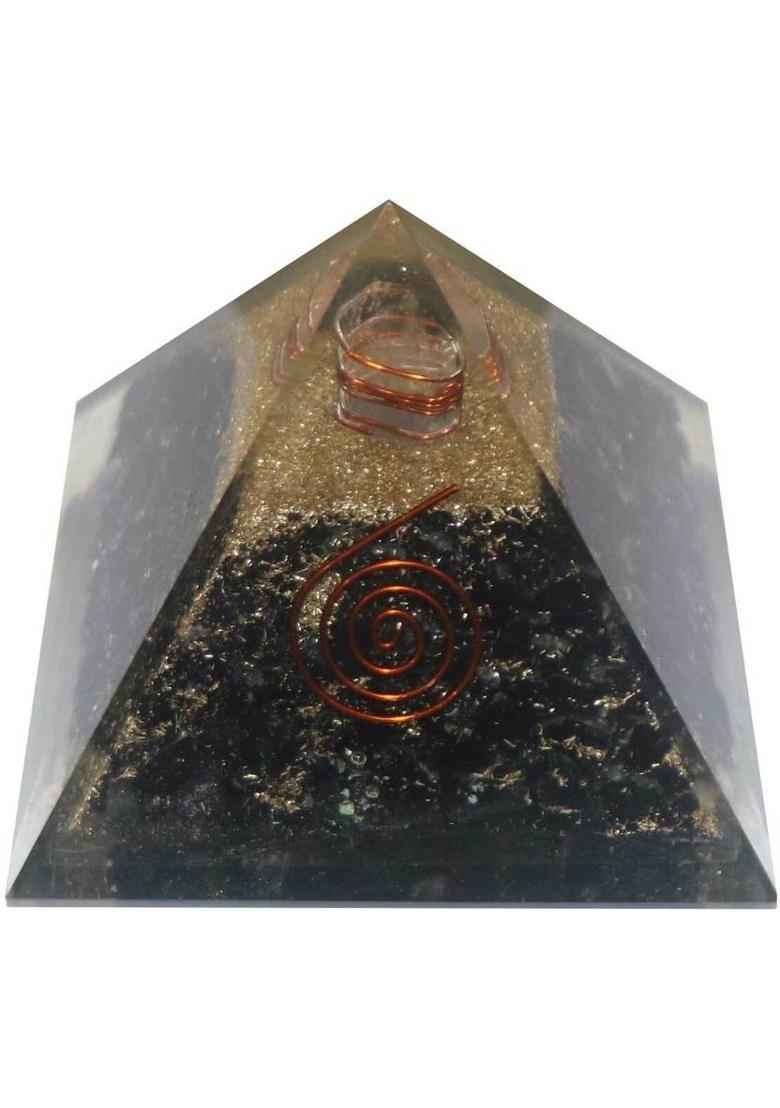 SATYAM Black Tourmaline Orgone Pyramid Crystal for to remove negativity and Black Magic Decorative Showpiece - 7 cm&nbsp;&nbsp;(Crystal, Black) - Indya