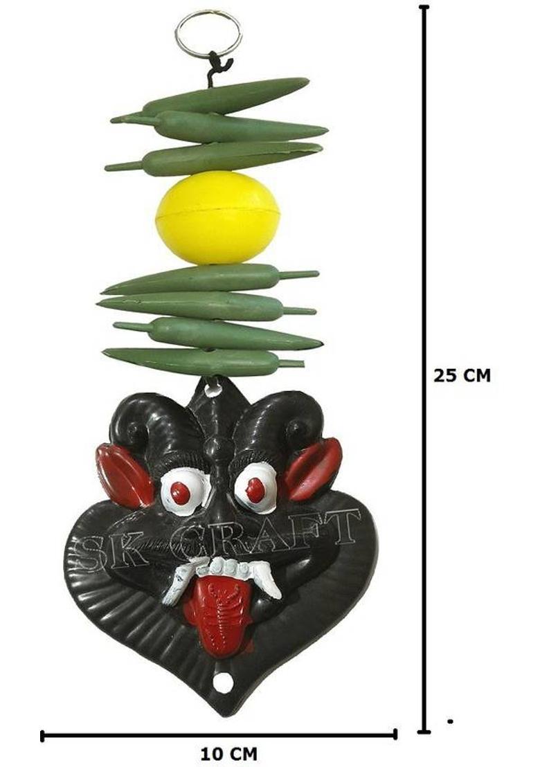 SK Craft Wall Hanging Nimbu Mrichi Nazar Battu-Evil Eye Protector-Nazar Suraksha Kawach for Home, Office & Shop-25x10 cm Decorative Showpiece - 25 cm&nbsp;&nbsp;(Plastic, Multicolor) - Indya