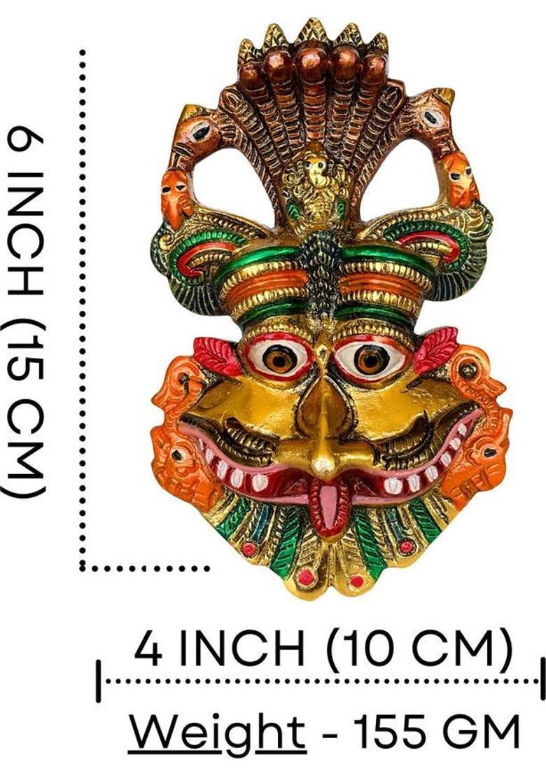 SalvusEstore Traditional Evil Eye Protection: Narsingh Kirtimukha Wall Hanging Decorative Showpiece - 15 cm&nbsp;&nbsp;(Metal, Multicolor) - Indya