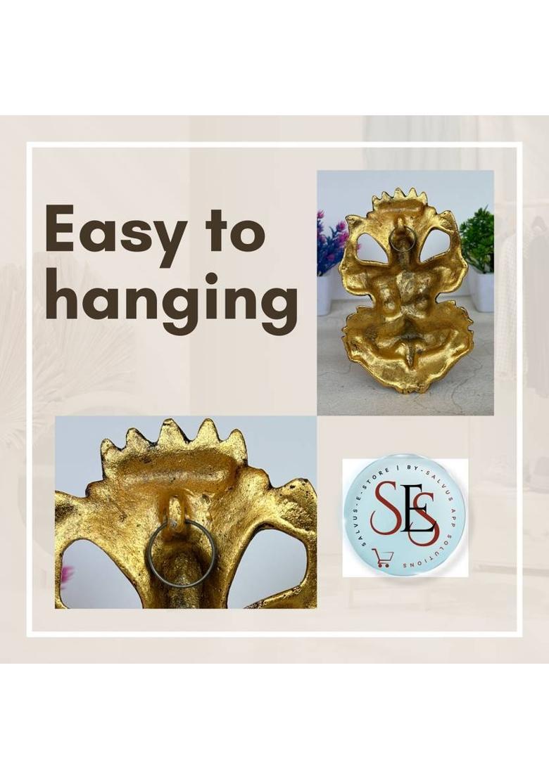 SalvusEstore Traditional Evil Eye Protection: Narsingh Kirtimukha Wall Hanging Decorative Showpiece - 15 cm&nbsp;&nbsp;(Metal, Multicolor) - Indya
