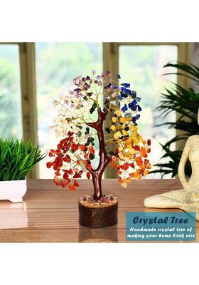 MIRAN AGATE 7 Chakra Crystal Tree for Positive Energy, Good Luck, Healing Gemstones 20 cm Decorative Showpiece - 10 cm&nbsp;&nbsp;(Crystal, Multicolor)
