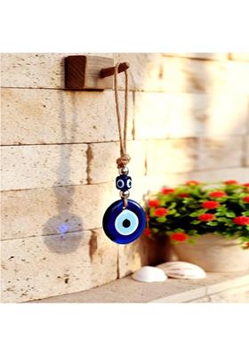 shop fusion Blue Glass Turkish Evil Eye Hanging – Decorative Nazar Amulet for Home & Office Decorative Showpiece - 10 cm&nbsp;&nbsp;(Glass, Blue)