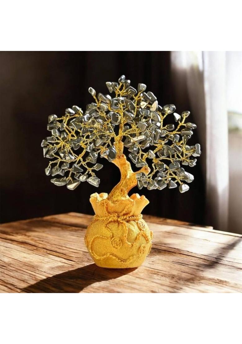 TASMIYA Feng Shui Pyrite Crystal Tree for Wealth and Prosperity | Pyrite Money Tree Decorative Showpiece - 15 cm&nbsp;&nbsp;(Crystal, Multicolor) - Indya