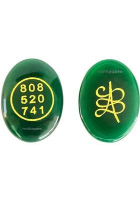 Multiagate Green Jade Crystal Money Switch Word & Zibu Symbol of Prosperity Oval Shape Decorative Showpiece - 0.5 cm&nbsp;&nbsp;(Stone, Green)