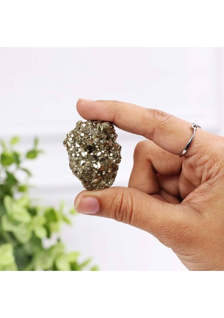 Shubhanjali Natural Pyrite Crystal Stone Peru Pyrite Cluster Rough Stone for Reiki 10 Gm Decorative Showpiece - 2 cm&nbsp;&nbsp;(Crystal, Gold) - Indya