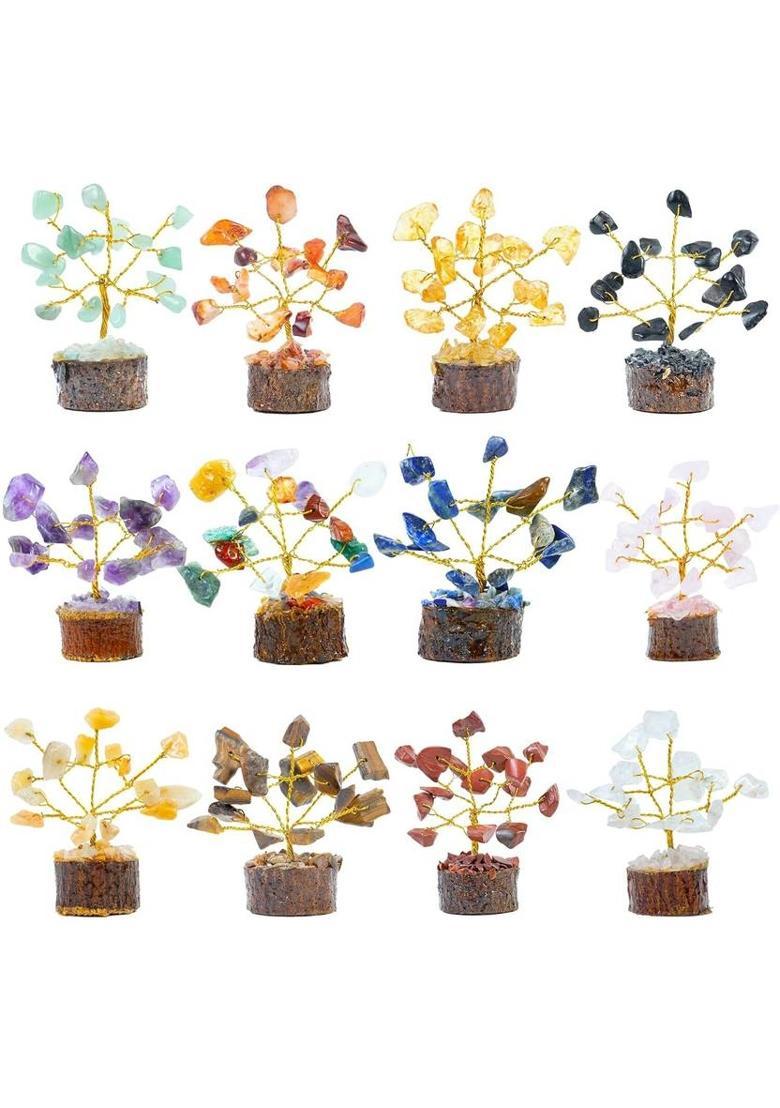 VIBESLE Crystal Tree Good Luck Showpiece for Home Crystal Tree for Good Luck, Decoration Decorative Showpiece - 10 cm&nbsp;&nbsp;(Wood, Multicolor) - Indya
