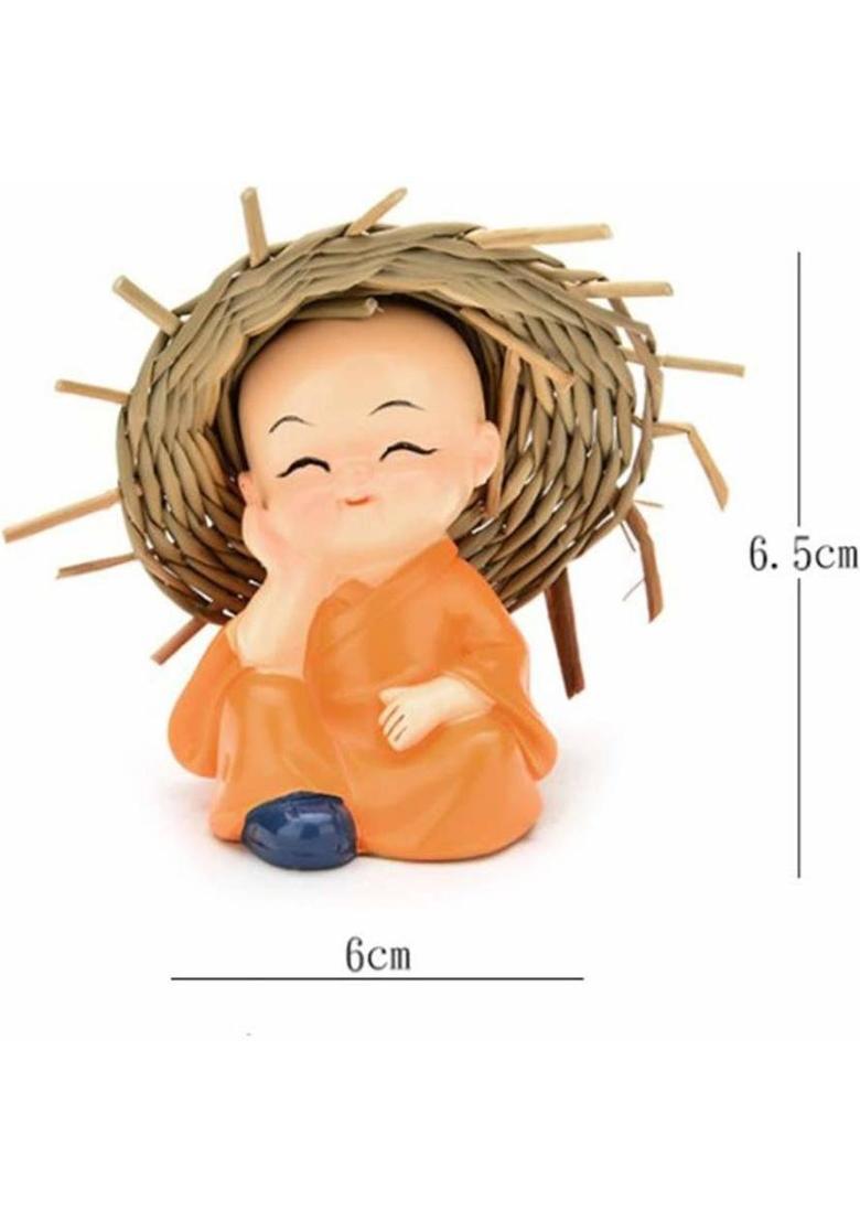 YaaYi Baby Hat Monk Buddha Idols Standard Multicolour, 4 Pieces 6.2 C.M Decorative Showpiece - 20 cm&nbsp;&nbsp;(Polyresin, Multicolor) - Indya