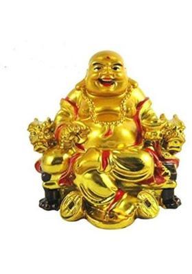 S A Gifts Sai Amrut Feng Shui Laughing Buddha Showpiece/Idol/Statue for Home Decor & Gift Decorative Showpiece - 16 cm&nbsp;&nbsp;(Crystal, White)