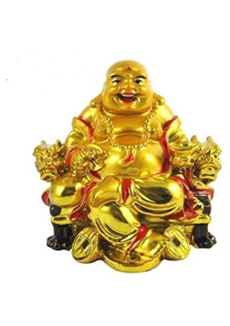 S A Gifts Sai Amrut Feng Shui Laughing Buddha Showpiece/Idol/Statue for Home Decor & Gift Decorative Showpiece - 16 cm&nbsp;&nbsp;(Crystal, White) - Indya