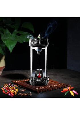 NIHARIKA HANDICRAFT Glass Shivling Backflow Smoke Fountain with10Cones HOME DECOR SHIV JI VASTU PUJA Decorative Showpiece - 22 cm&nbsp;&nbsp;(Glass, Black)