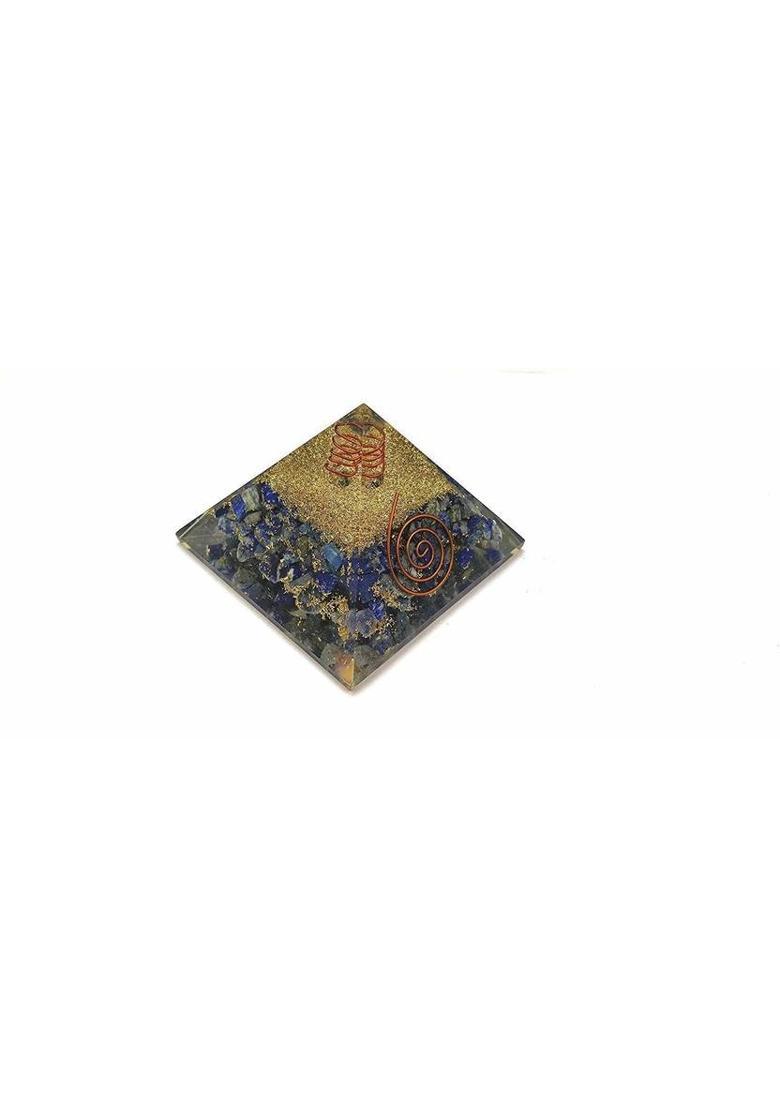 Orgonite Shop Handmade Geometric Pyramid Made with Lapis Lazuli, Copper Dust Decorative Showpiece - 6 cm&nbsp;&nbsp;(Crystal, Stone, Multicolor) - Indya