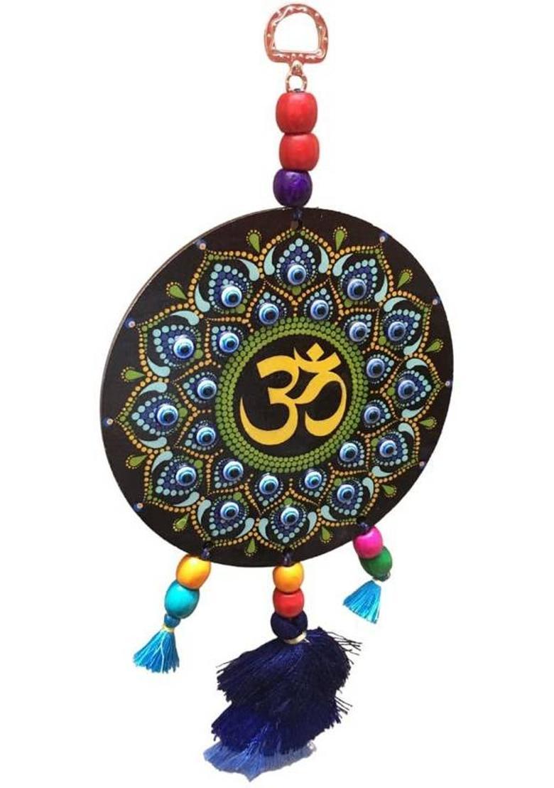 Ripe India Evil Eye Hanging for Home, Office, Shop & Car Decorative Showpiece - 28 cm&nbsp;&nbsp;(Glass, Blue, White) - Indya