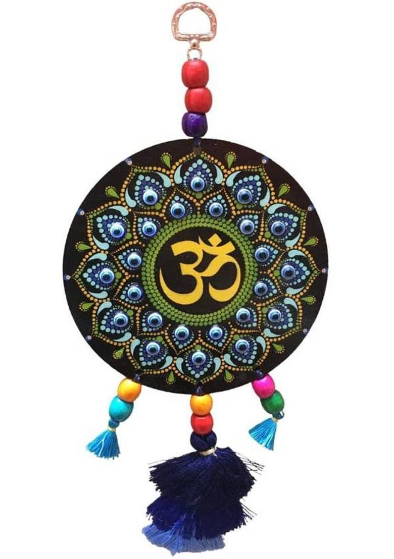 Ripe India Evil Eye Hanging for Home, Office, Shop & Car Decorative Showpiece - 28 cm&nbsp;&nbsp;(Glass, Blue, White) - Indya