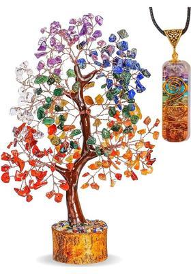 VIBESLE Orgone Pendant Necklace, Crystal Tree for Positive Energy, Feng Shui Decor Decorative Showpiece - 10 cm&nbsp;&nbsp;(Stone, Crystal, Multicolor)