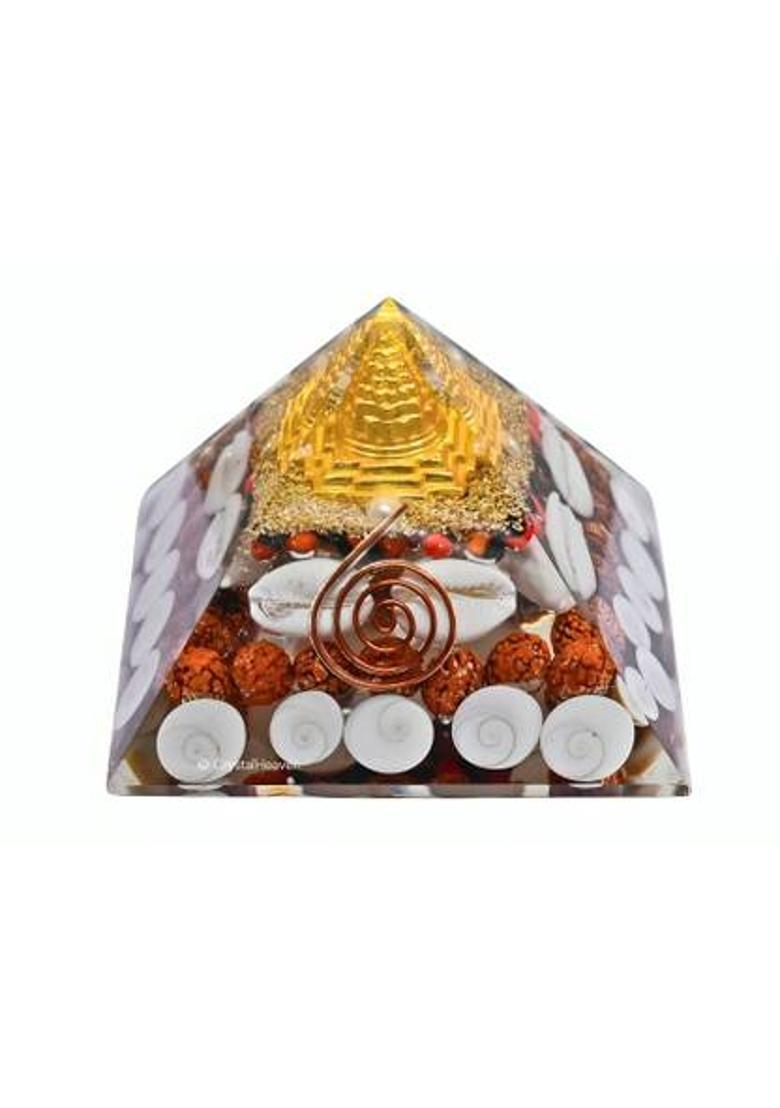 STAR PRIM 4 Inches Gomti Chakra Maha Laxmi Orgonite Pyramid Wealth Enhancer Decorative Showpiece - 7.2 cm&nbsp;&nbsp;(Stone, Multicolor) - Indya