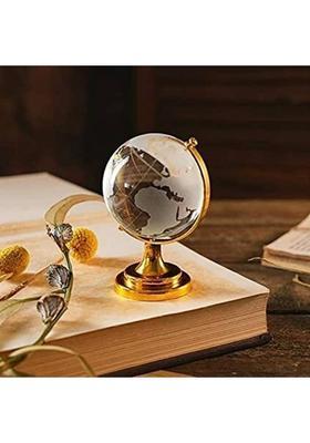 DecorPalse IDP_Fengshui Crystal Globe with Golden Stand for Positive Energy Succes Decorative Showpiece - 5 cm&nbsp;&nbsp;(Glass, Multicolor)