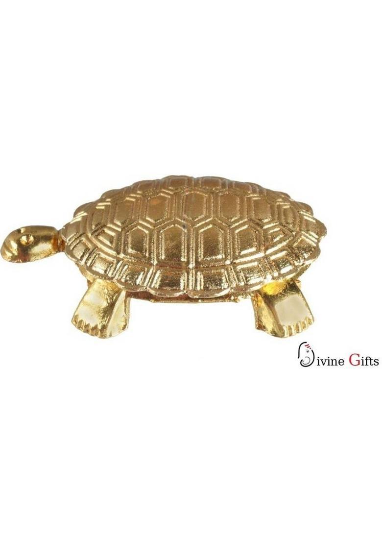 Divine Gifts Kachua Decorative Showpiece - 6.5 cm&nbsp;&nbsp;(Brass, Gold) - Indya
