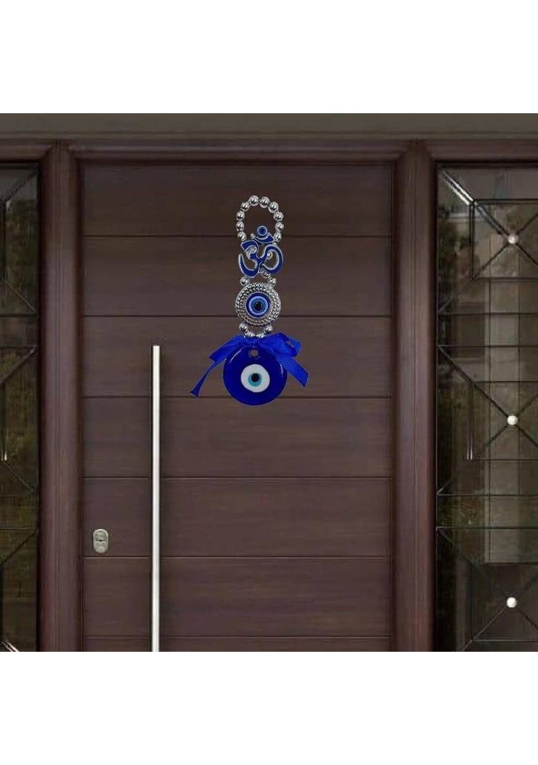 jangra Evil Eye Wall Hanging for Home Entrance Good Luck Charm, Prosperity at Office Decorative Showpiece - 15 cm&nbsp;&nbsp;(Glass, Polyresin, Blue) - Indya