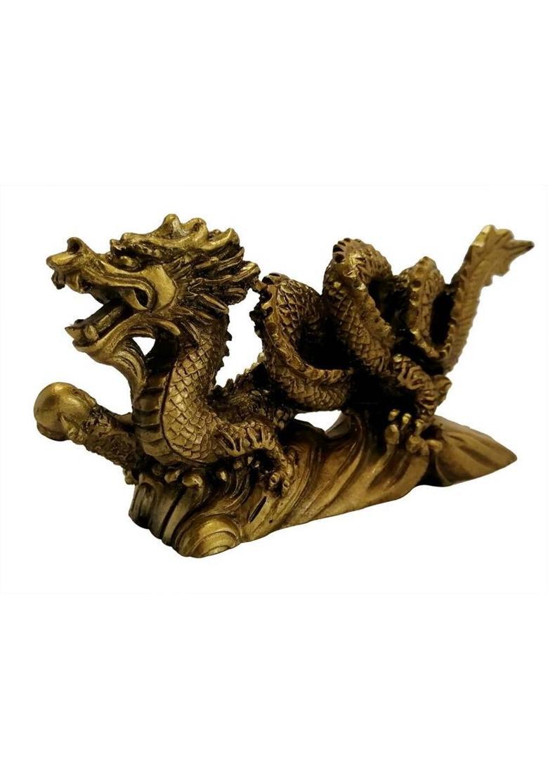 Feng Shui Art Vastu / Dragon For Power, Wealth, Happiness & Prosperity Decorative Showpiece - 7 cm&nbsp;&nbsp;(Polyresin, Gold) - Indya