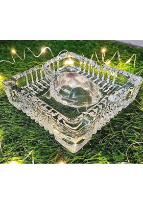 Global Reach Crystal tortoise with a Square Plate for Vastu is a Great Addition to your Home Decorative Showpiece - 10 cm&nbsp;&nbsp;(Glass, White)