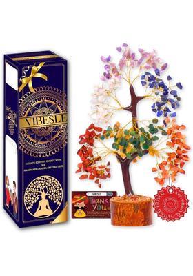 VIBESLE 7Chakra Crystal Tree - Positive Energy, Natural Beauty of Multicolor. Decorative Showpiece - 25 cm&nbsp;&nbsp;(Wood, Multicolor)