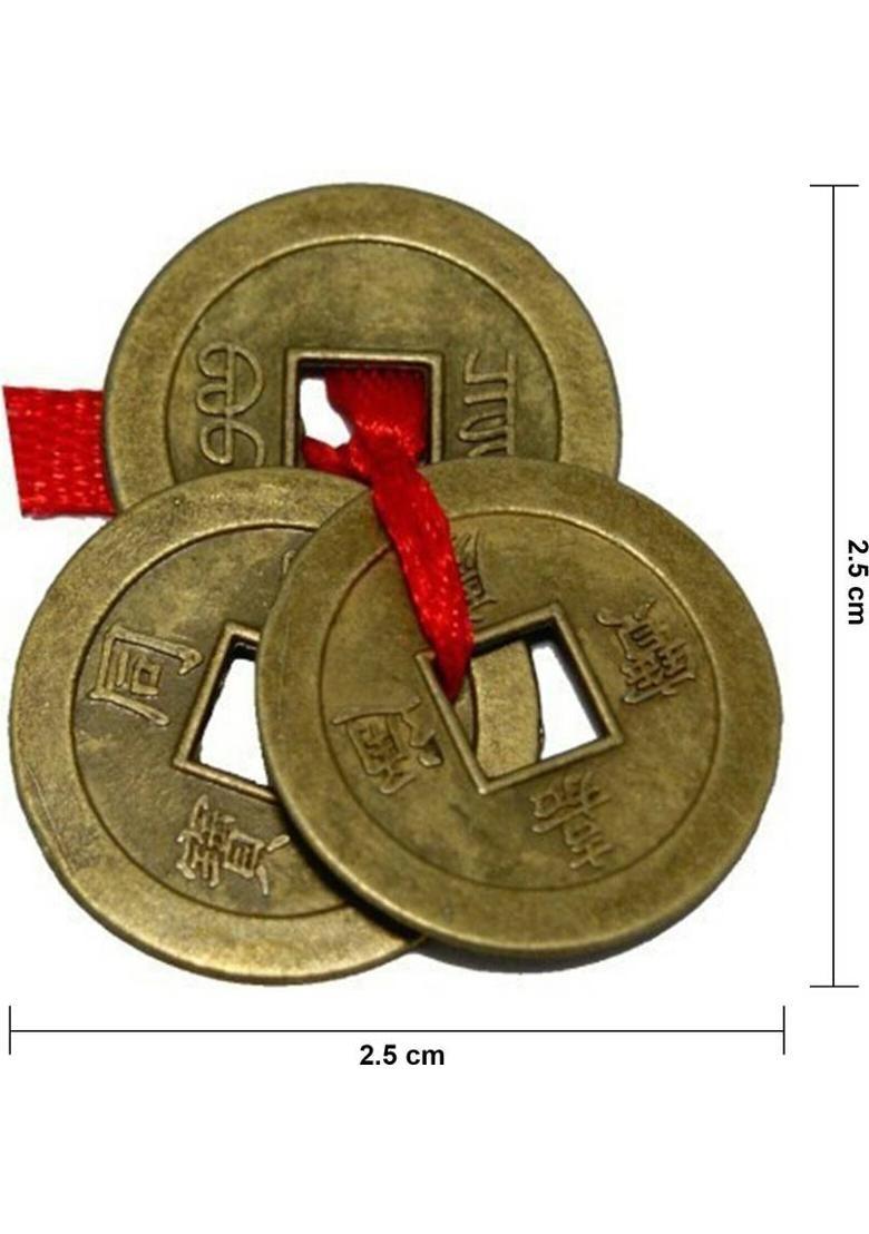 Kraftivity Feng Shui Chinese Lucky Coins for Wealth,Prosperity & Success Decorative Showpiece - 2.5 cm&nbsp;&nbsp;(Copper, Brown) - Indya