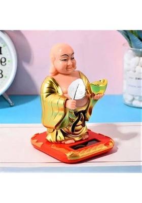 Spiricon Feng Shui & Vastu Buddha Waving Fan for health, wealth and happiness Decorative Showpiece - 10 cm&nbsp;&nbsp;(Plastic, Gold)