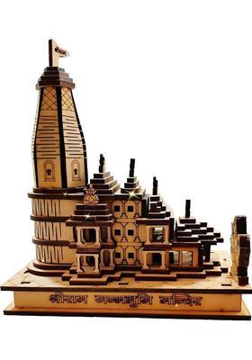 pawanputra creations Ram Mandir Ayodhya 3D Model Wooden Temple Decorative Showpiece - 16 cm&nbsp;&nbsp;(Wood, Brown)